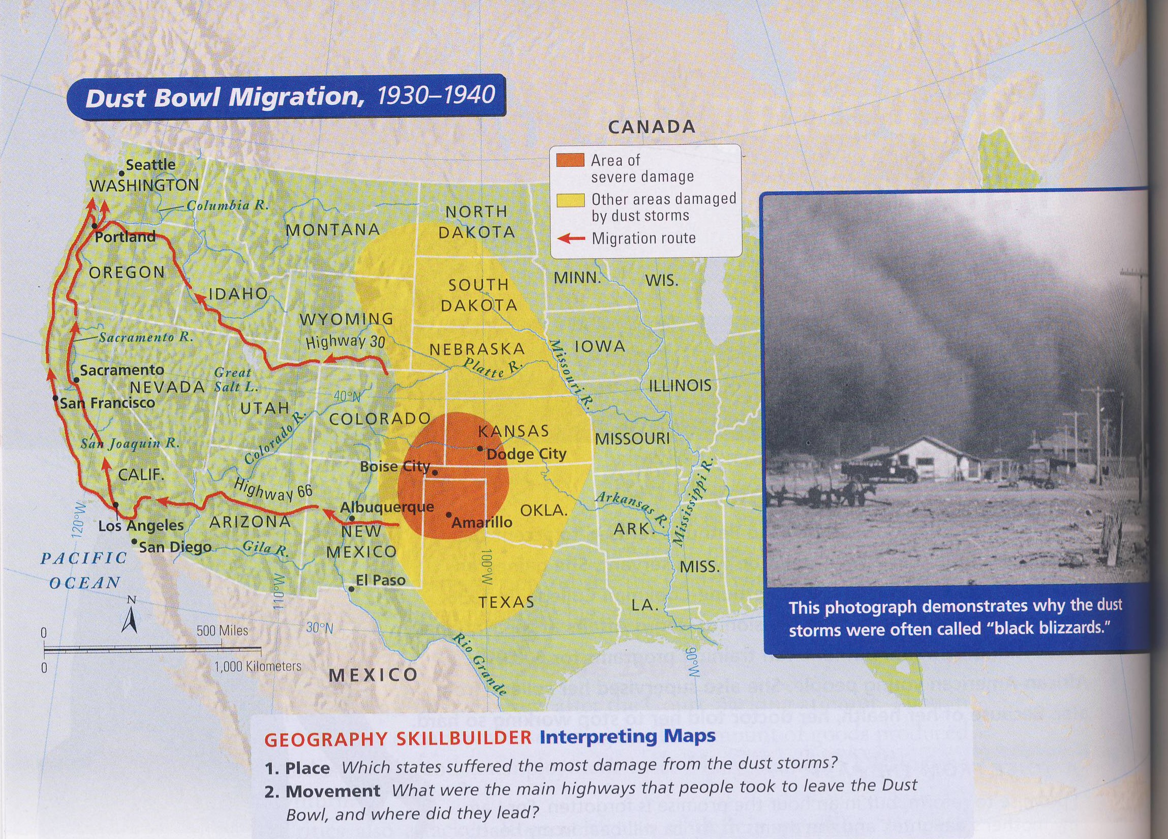 Dust Bowl Region On U S Map Sutori